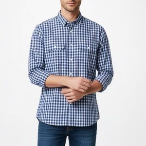 Michael Kors Men's Long Sleeve Blue Plaid Button Up Shirt Size XL